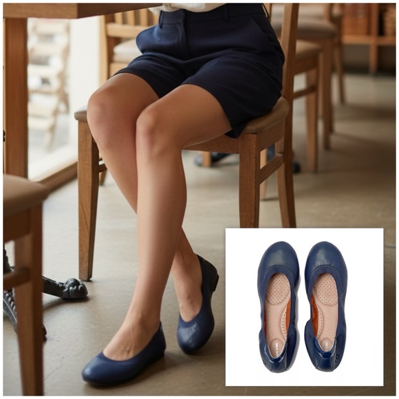 Lands' End Shoes - Lands end leather Flats shoes comfort slip blue